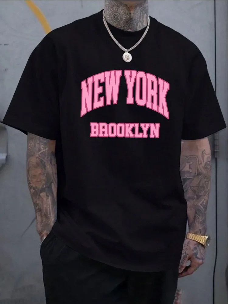 Street Fashion New York - قميص صيفي قطني للرجال بأكمام قصيرة،