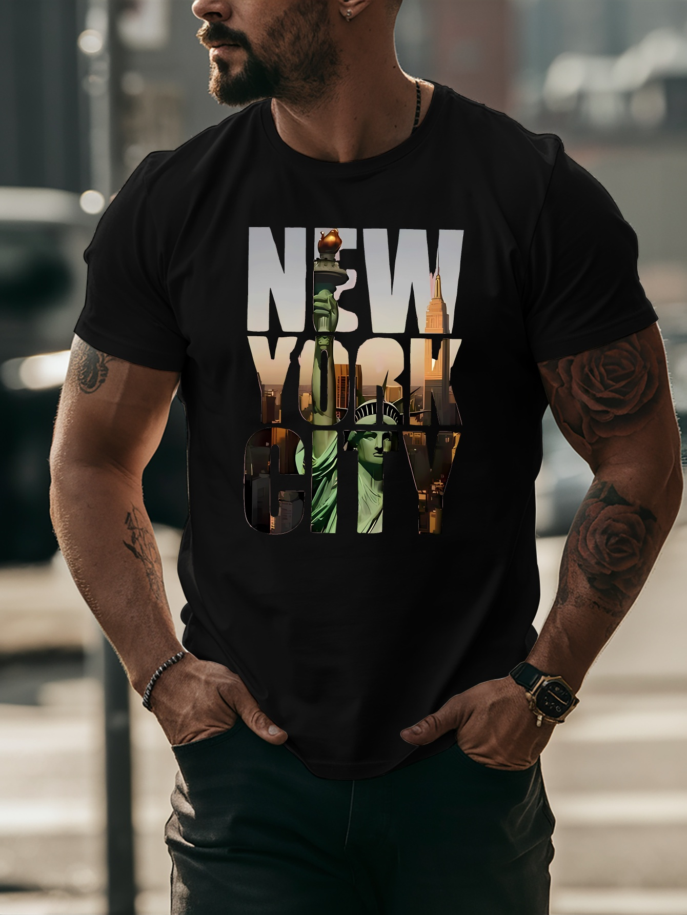تي شيرت رجالي أصفر بطبعة حرفية - مراجعة Street Fashion New York وسعره