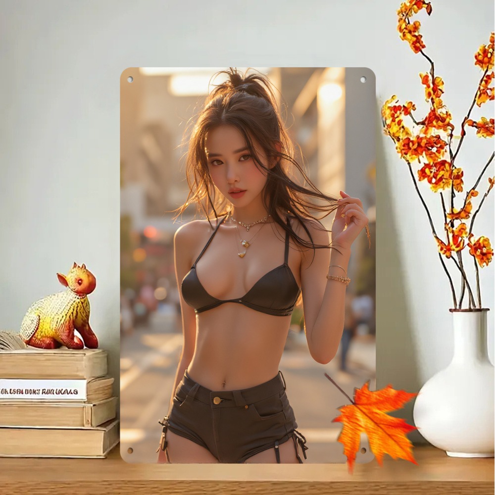 لافتة معدنية عتيقة بتصميم امرأ - مراجعة Street Fashion Asian وسعره